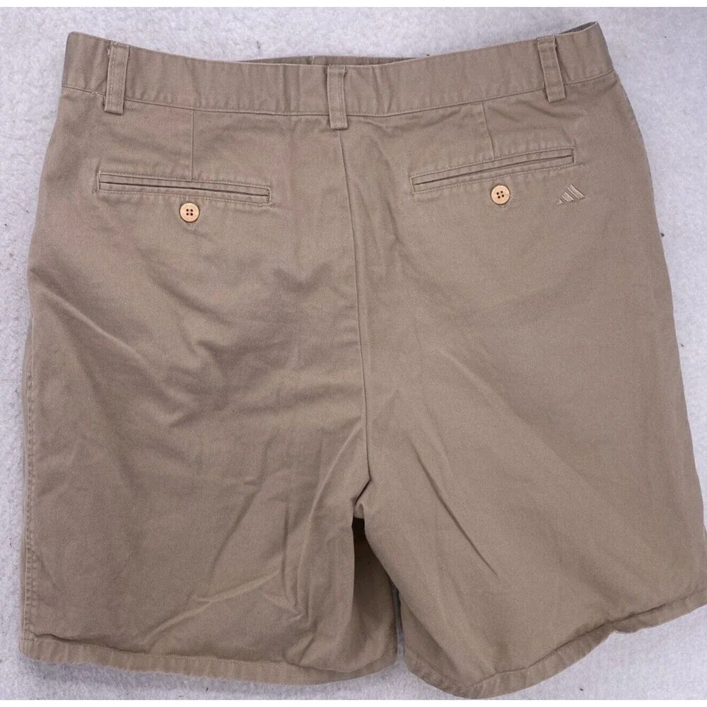 Vintage Adidas Team Pleated Chino Shorts Mens 36 Khaki Cotton Twill Gorpcore Y2K